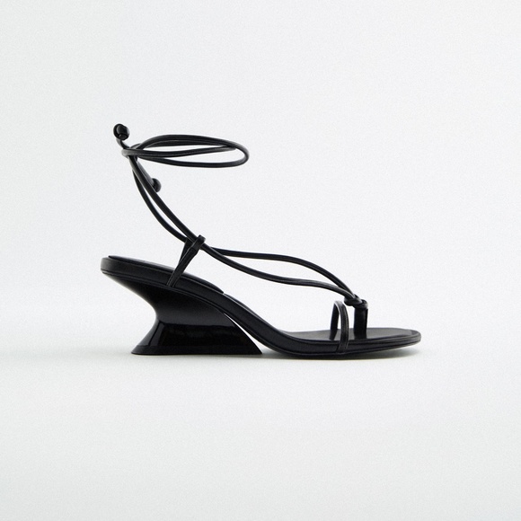 ★ZARA★ PATENT WEDGE SANDALS ZARA Patent Finish Wedge Sandals 2025 | Buy ZARA Online
